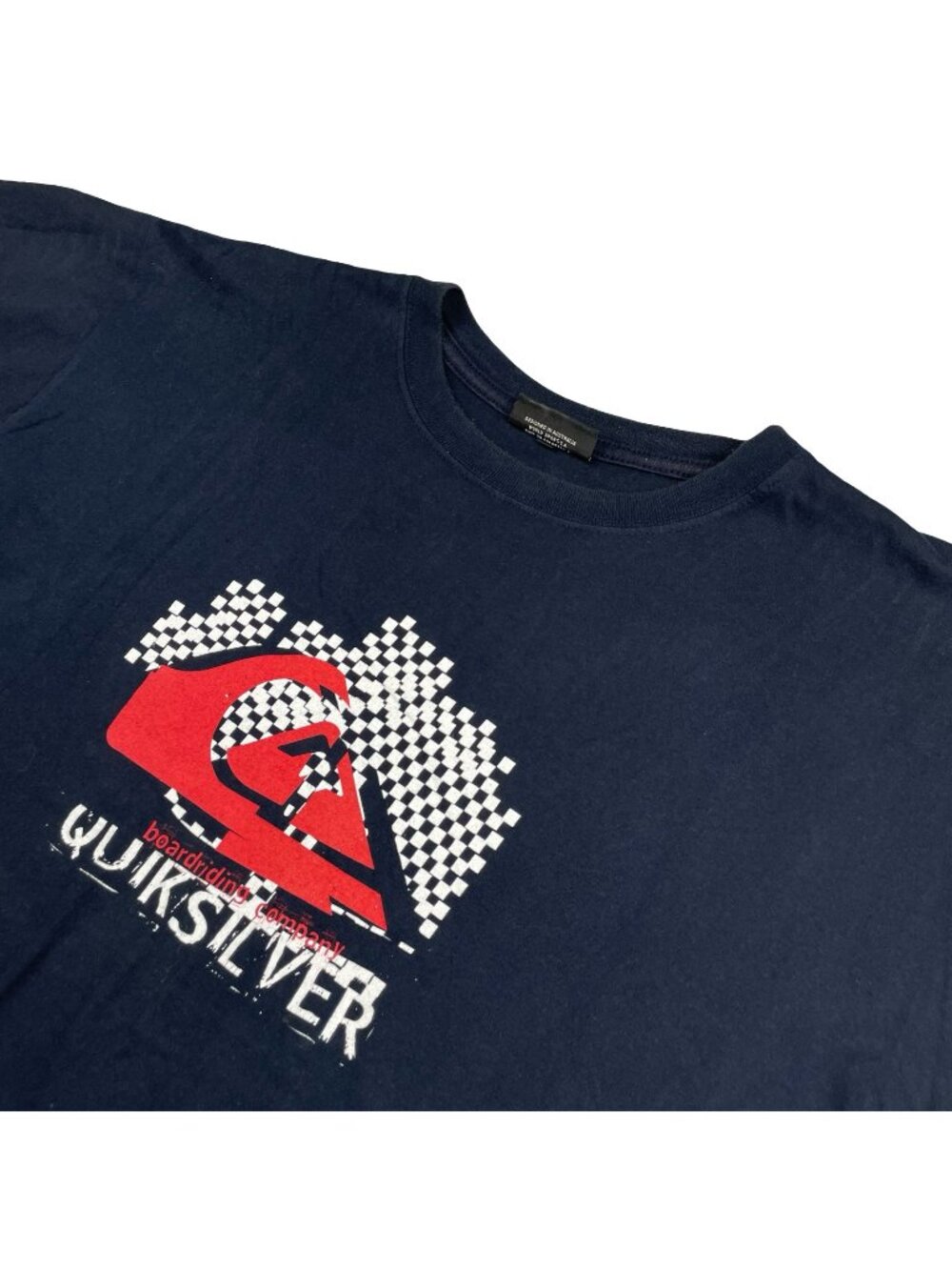 VTG Quicksilver Men's 100% Cotton S/S 2-Sided T-Shirt Navy Blue • LARGE